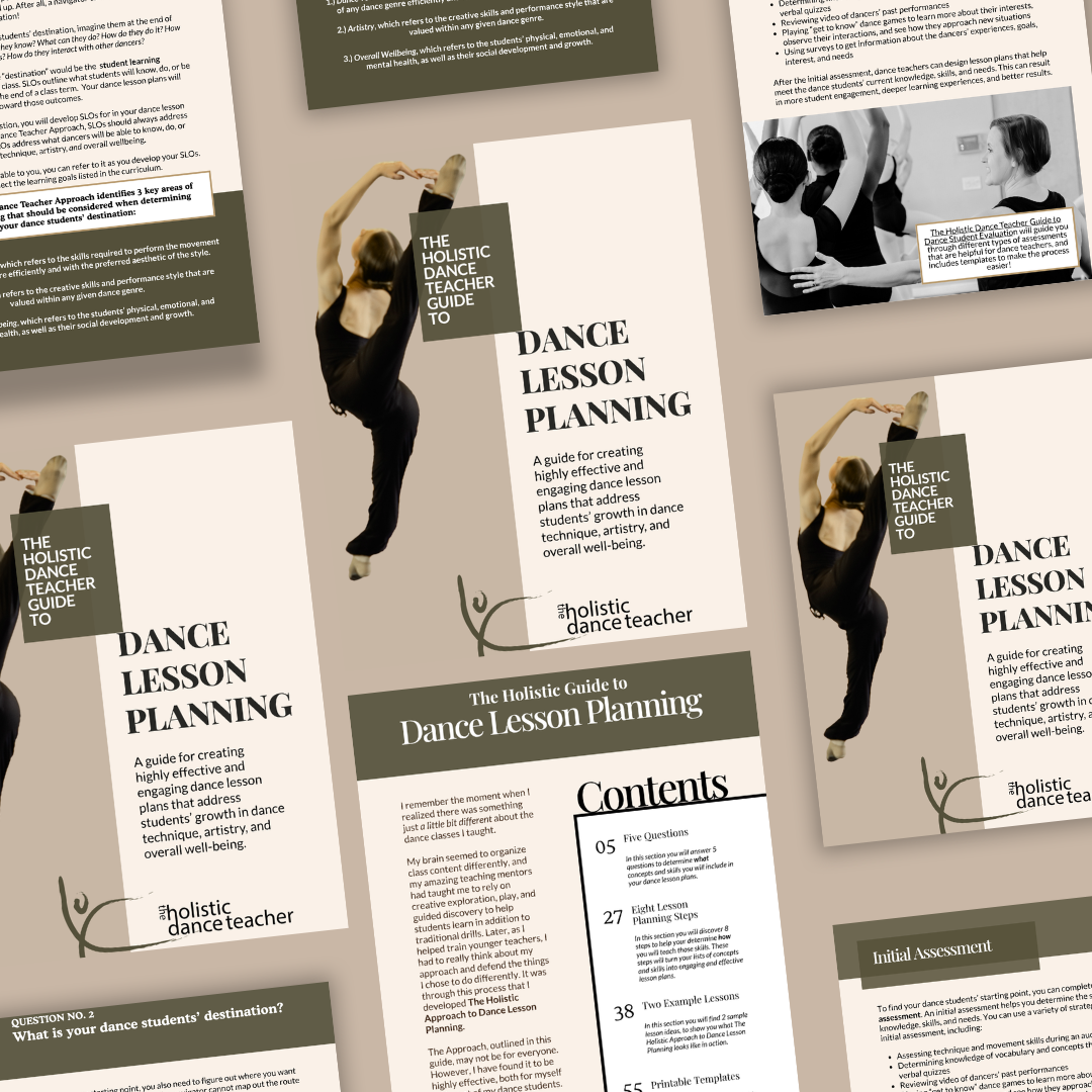 Sample pages from The Holistic Dance Teacher Dance Lesson Planning Guide